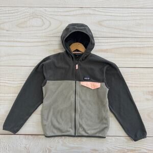 Patagonia Kids Girls Size M 10 Micro D Snap-T Fleece Full Zip Hoodie Jacket